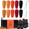 YOKEFELLOW Gel Nail Polish Set 6PCS 10ml Rich Pigment Soak Off Low Odor Long-Wear Gel Varnish for Professional Manicure 1