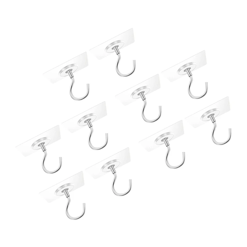 1-10pcs Adhesive Hooks Ceiling Strong Bearing Sticky Rack Kitchen Wall Key Hangers for Hanging Plant Wind Chimes Lights multi purpose hooks adhesive wall hook kitchen hooks self adhesive hooks wall mount hooks