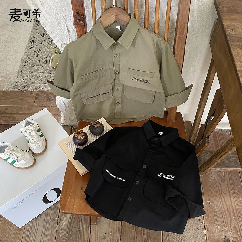 

Детская одежда, осенняя одежда для мальчиков, новинка 2023, детские топы из чистого хлопка с длинным рукавом, рубашка, модная красная рубашка онлайн