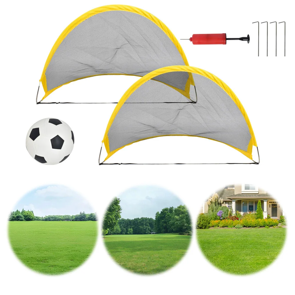 Portable Soccer Goal Net Set with Inflatable Soccer and Pump Kids Soccer Goal Football Net Kids Indoor Outdoor Toy Practice Gate
