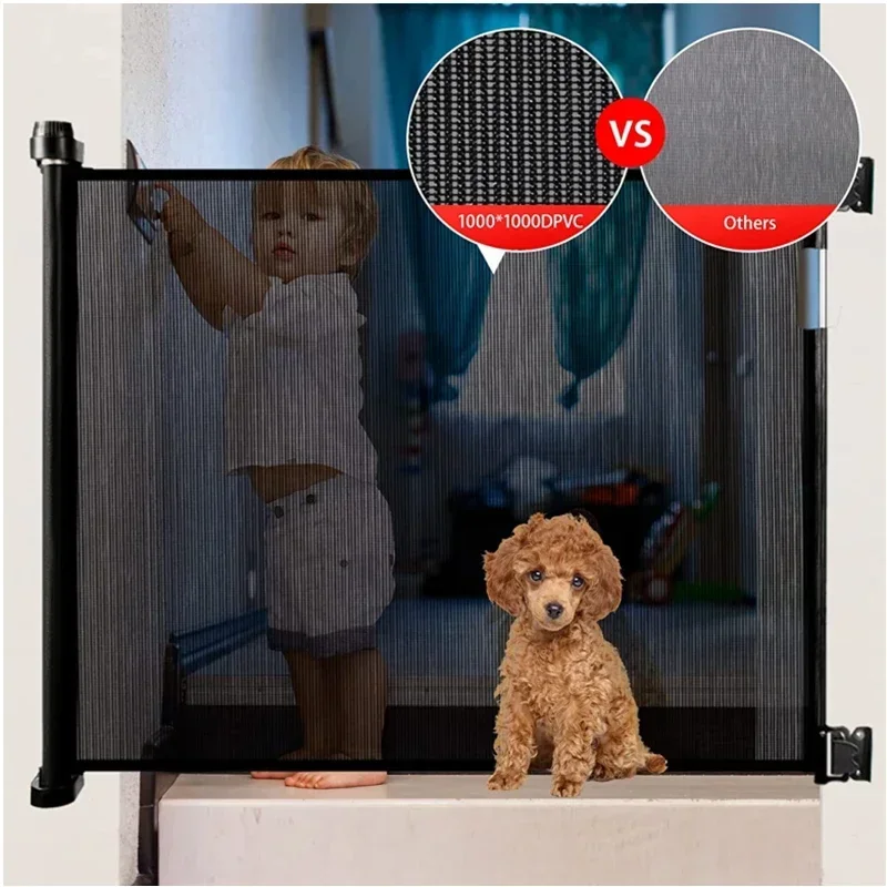 Grainbuds New Portable Folding Baby Safety Gates Pet Barrier Mesh Fences Aluminum Easy To Install Playpen Guardrail Knob Design 2
