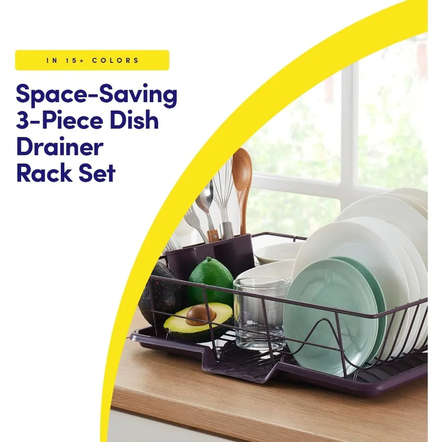 SpaceSaving 3Piece Dish Drainer Rack Set: Efficient Kitchen Organizer for Quick Drying and Storage Includes Cutlery Holder and