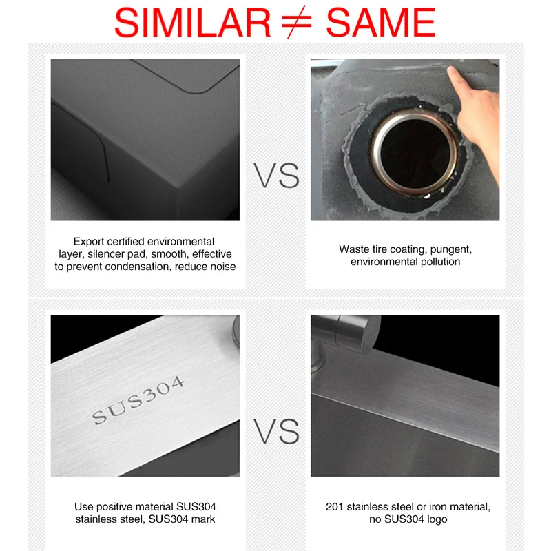Kitchen sink no lead handmade brushed 304 stainless steel 3mm thickness single bowl bar counter kitchen sink 3