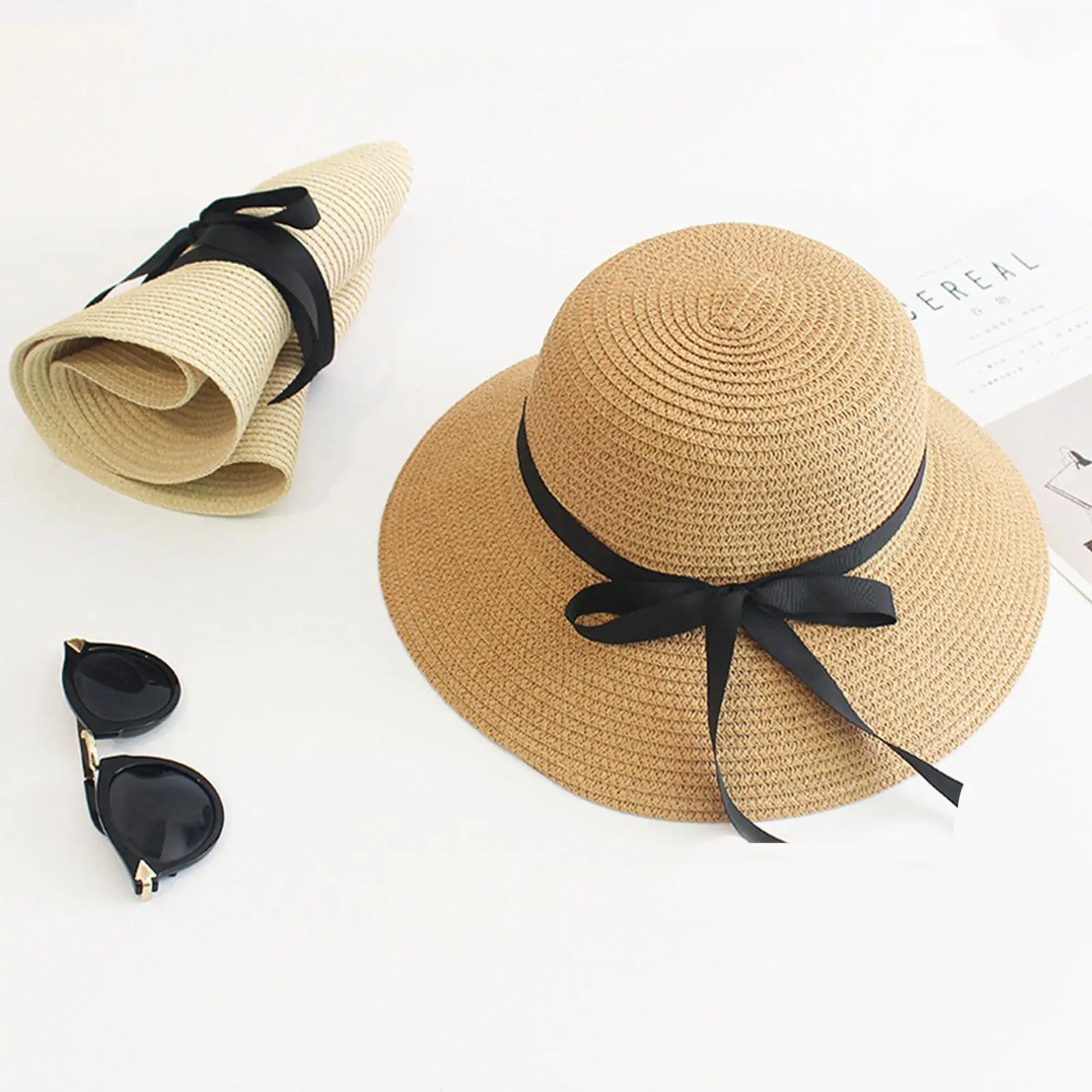 Sun Hat Summer Straw Big Wide Brim Foldable Beach UV Protection Ladies Outdoor Travel