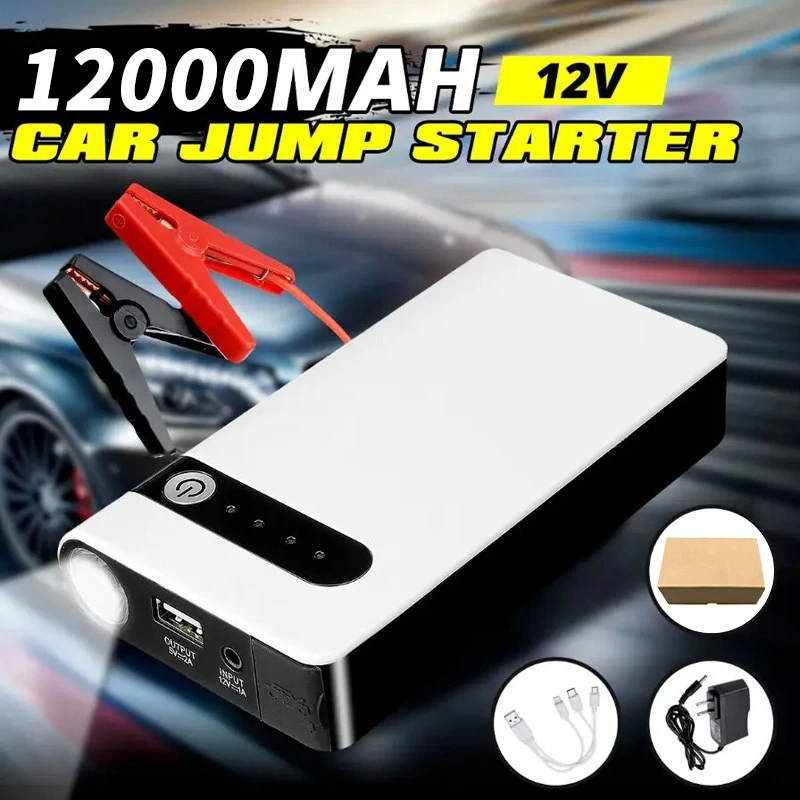 Car Jump Starter 3 IN 1 Portable Power Bank 12000mAh 12V Auto Emergency Battery Starting Device for Cars
