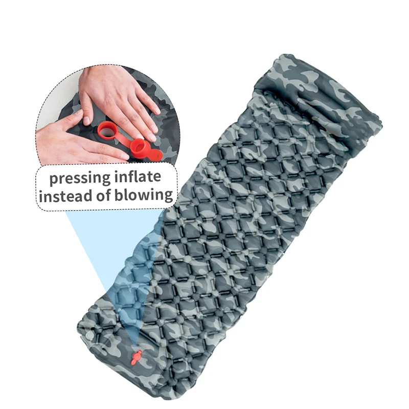 

Outdoor Camping Inflatable Mattress Sleeping Pad With Pillows Ultralight Air Mat Built In Inflator Pump Hiking
