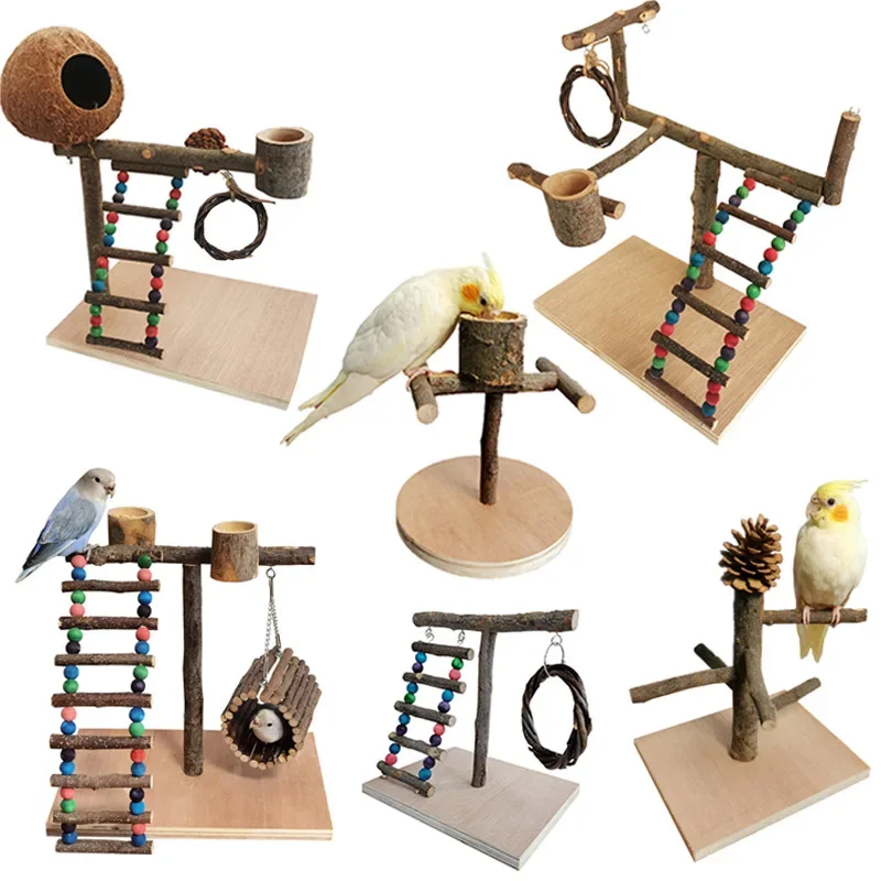Parrot Toy Bird Toy Bird Perch Stand Solid Wood Parrot Stand Training Ladder Game