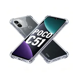 Crystal Clear Transparent Slim Soft Case with Corner Protection and Precise Cutouts for Poco C51