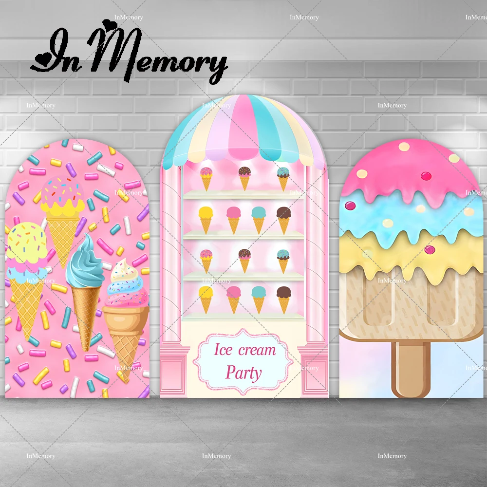 

Girls Ice Cream Shop Summer Birthday Party Arch Backdrop Cover Chiara Wall Decoration Photography Backgrounds Prop