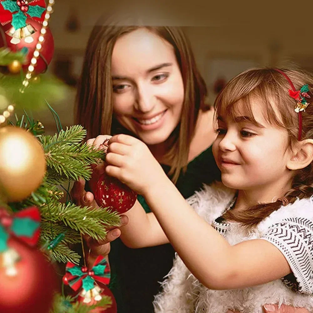 10PCS Christmas Bow with Bells Mini Bowknot Christmas Tree Garland Hanging Ornaments Xmas New Year Party Decorations