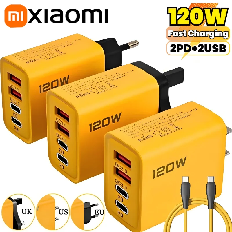 Xiaomi 120W Fast Charger Type-C Quick Charging 3.0 USB Charger Adapter PD USB Charging For iPhone Samsung USB Charger Adapter
