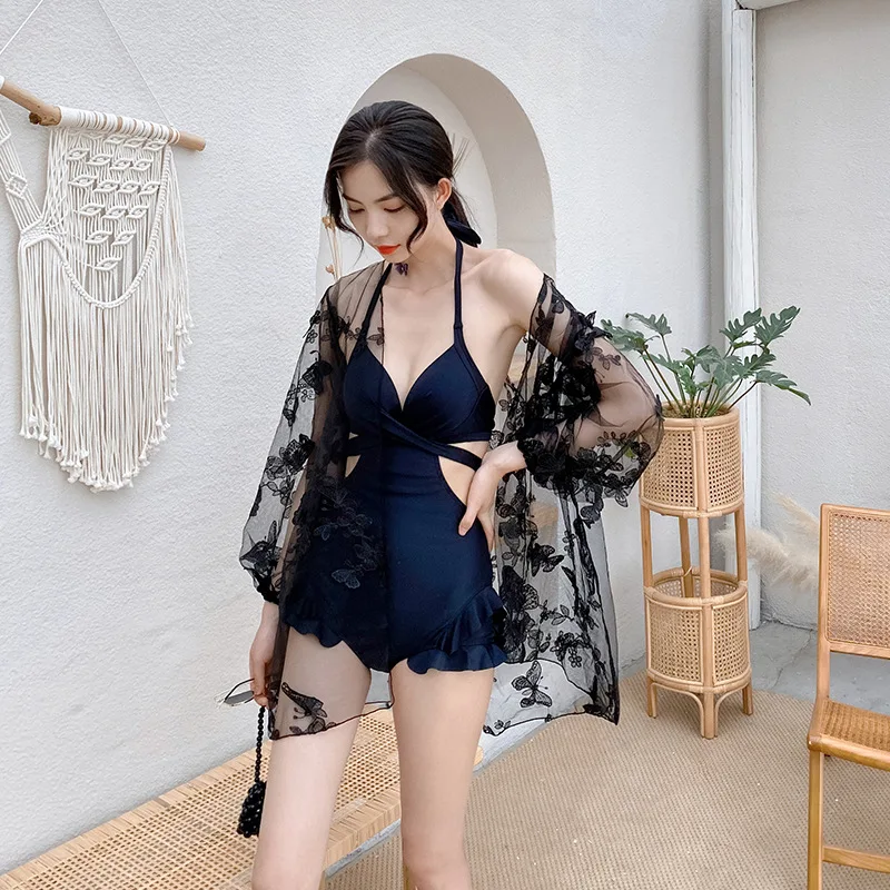 

Women 2022 Summer New Bikini Set With Shawl 2-Piece Sexy One-Piece Swimsuit Beach Fashion Seaside Resort Swimwear Spa Dress Lady