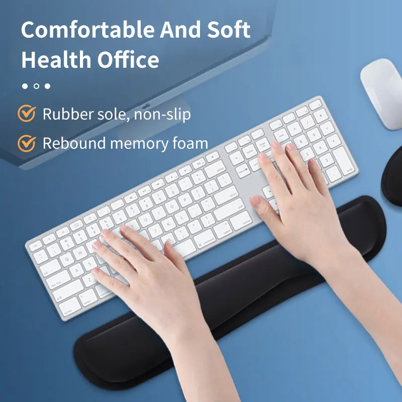 Rubber Keyboard Mouse Pad Wrist Rest Non-slip Mat Keyboard Mouse Wrist Support Pad for Office Laptop Computer Accessories