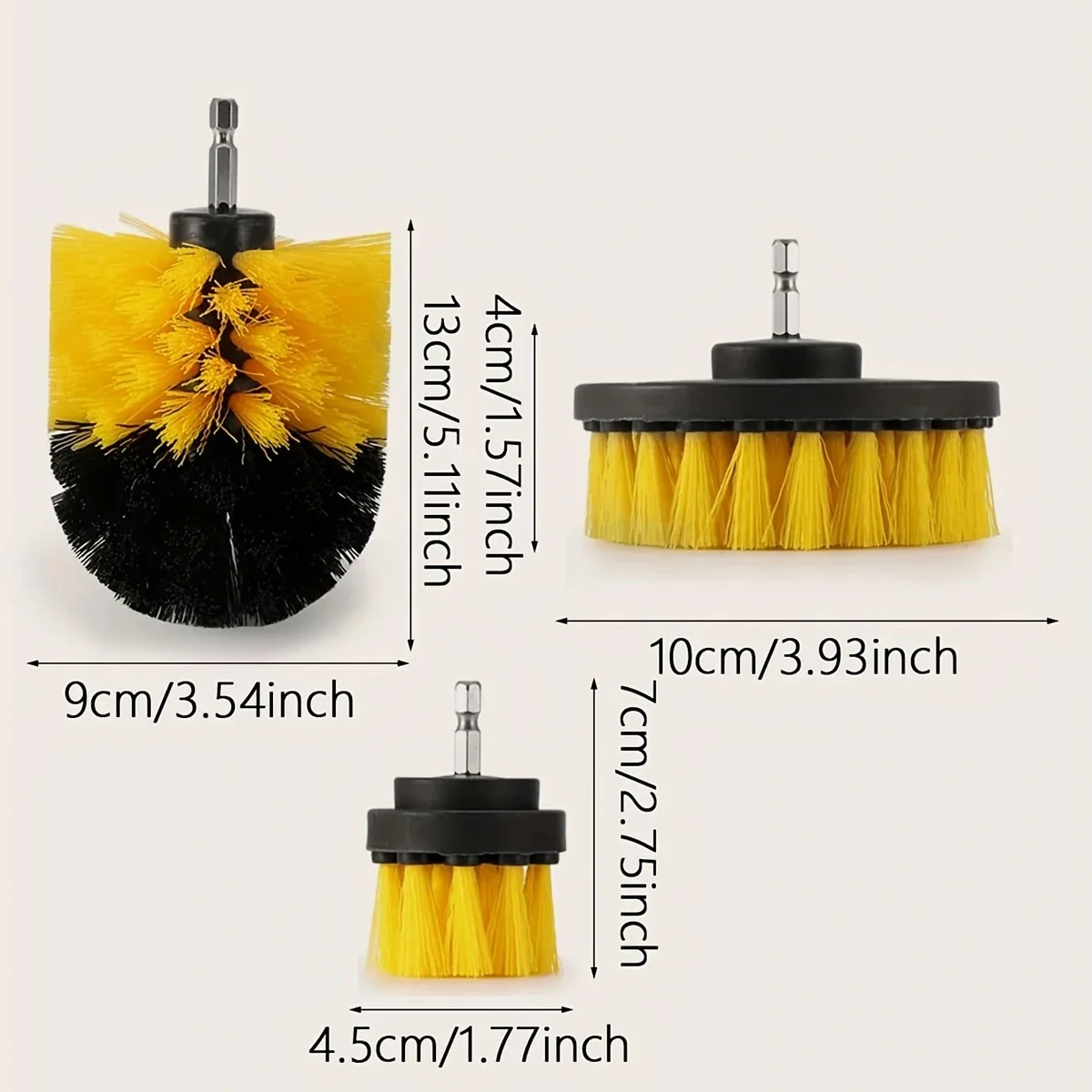 3pcs-Electric Scrubber Brush Drill Brush Kit Power Drills Scrubber Brush For Carpet Glass Car Tires Brush