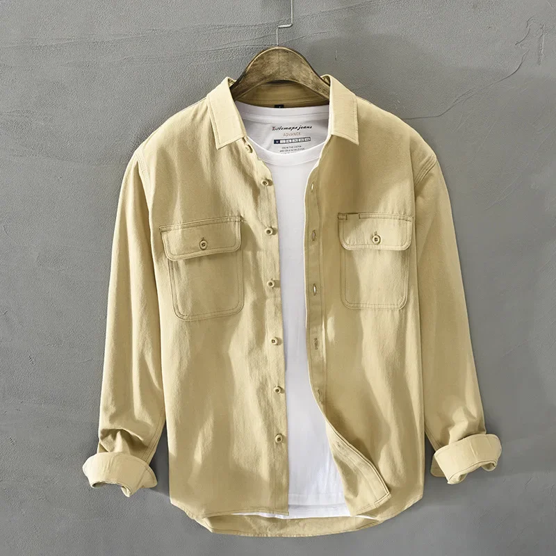 Mens Long Sleeve Button Work Shirts | White Button Work