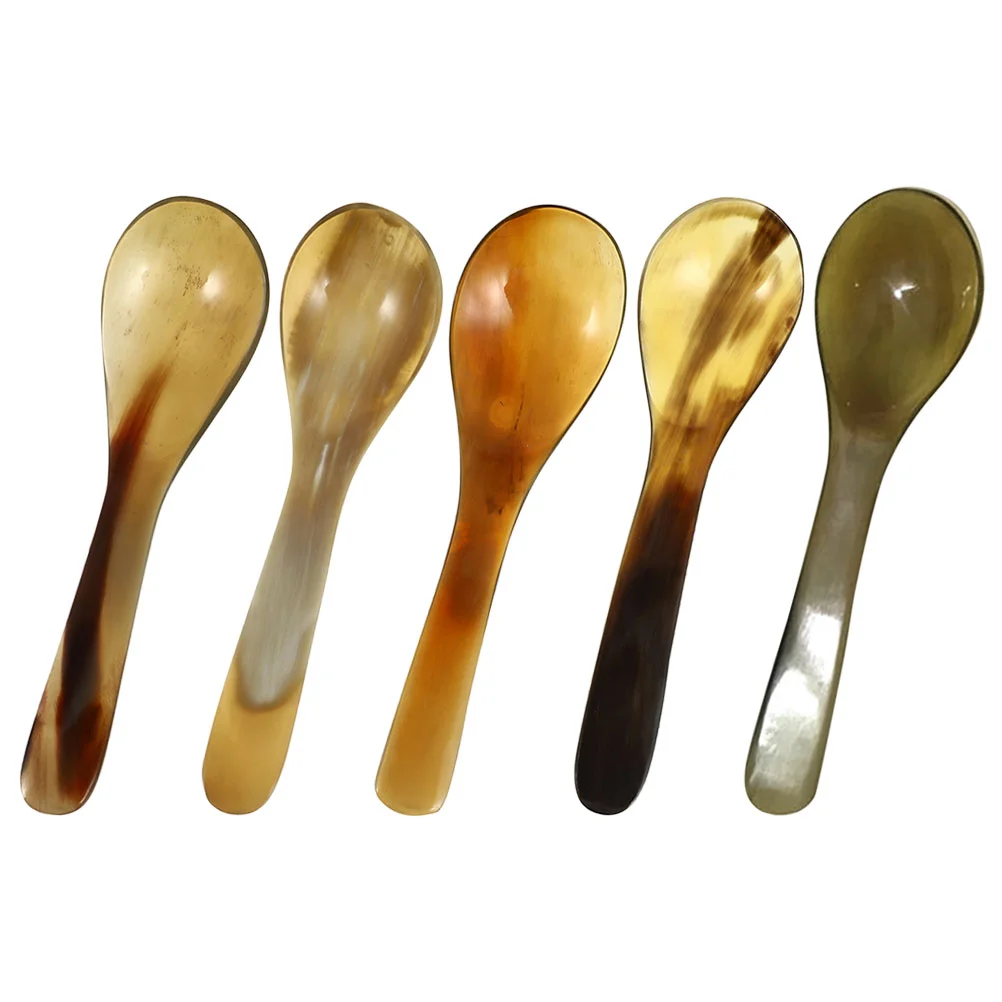 

5 Pcs Natural Horn Coffee Scoop Ice Cream (set 5) Dessert Spoons Appetizer Cake Horns Stirring Espresso