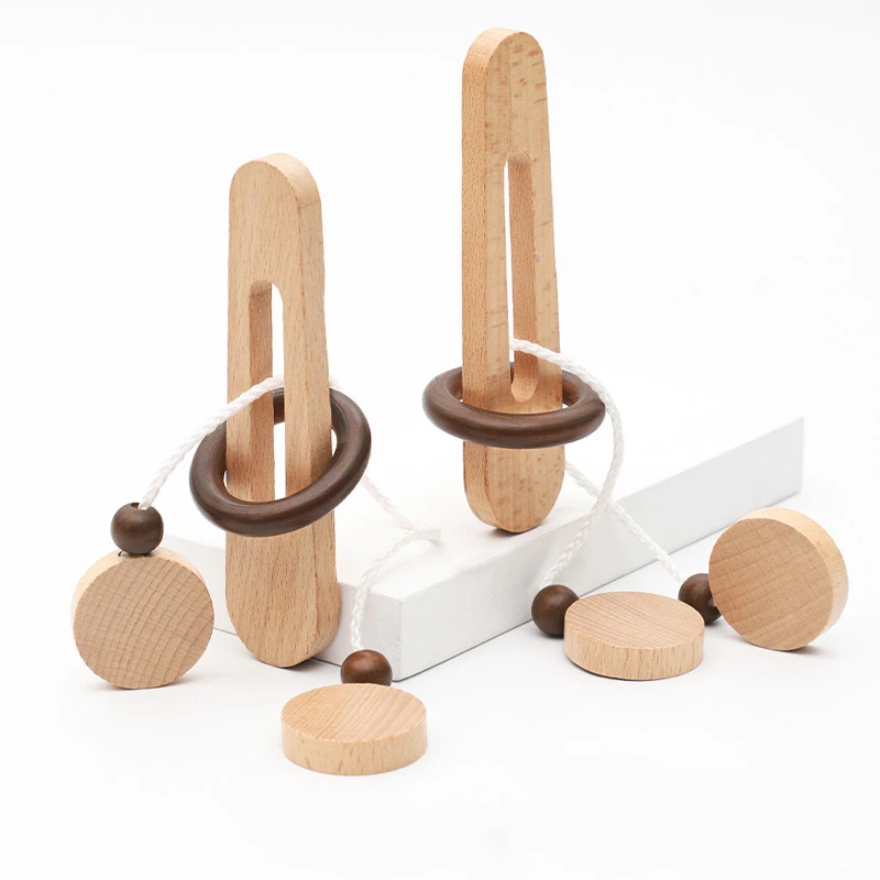 Intelligent Unlock Toy Kong Ming Lock Brain Teaser IQ Puzzles Wooden Toys Montessori Children Adult Decompression Thinking Games 3