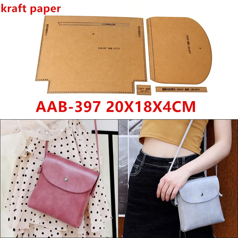 DIY Leather Craft Shoulder Bag Die Cutting Kraft Paper Sewing Pattern Hollowed Stencil Template