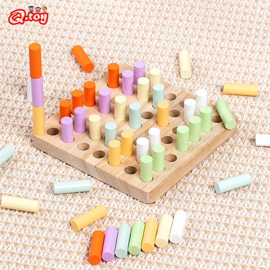 Montessori Toy Sensory Board Game Wooden Educational Building Blocks ...