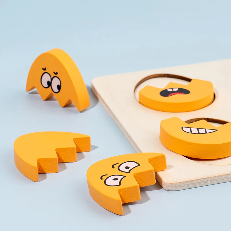 Facial Expressions Eggs Multiple Game Modes Wooden Easter Eggs Montessori Toy Emotion Puzzles Early Education for Boys Girls 5