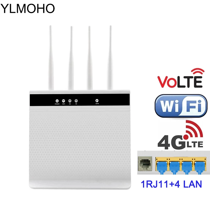 Tanie YLMOHO 4G VoLTE Router wi-fi bezprzewodowe połączenie głosowe Router mobilny Hotspot szerokopasmowy