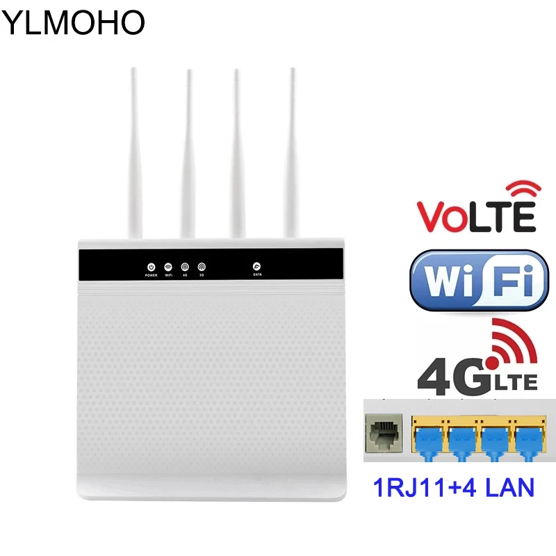 router and repeater YLMOHO 4G VoLTE Wifi Router Wireless Voice Call Router Mobile Hotspot Broadband Telephone Modem With Sim Slot RJ11 4 LAN Port router and repeater