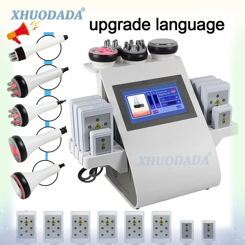 Máquina ultrasónica de cavitación 40K para adelgazamiento corporal, herramienta 6 en 1, frecuencia multipolar, rejuvenecimiento antiarrugas, estiramiento de la piel