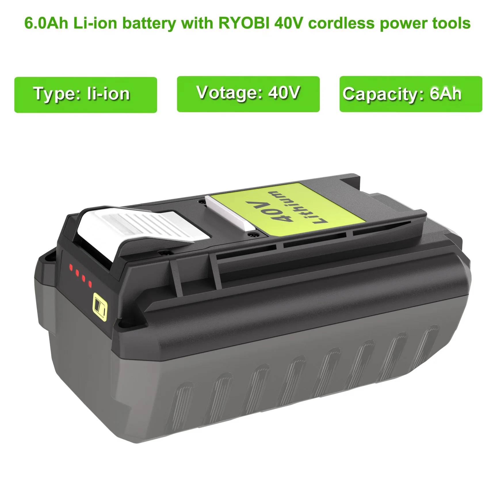 2Pack 6.0Ah Replacement for Ryobi 40V Lithium OP40602