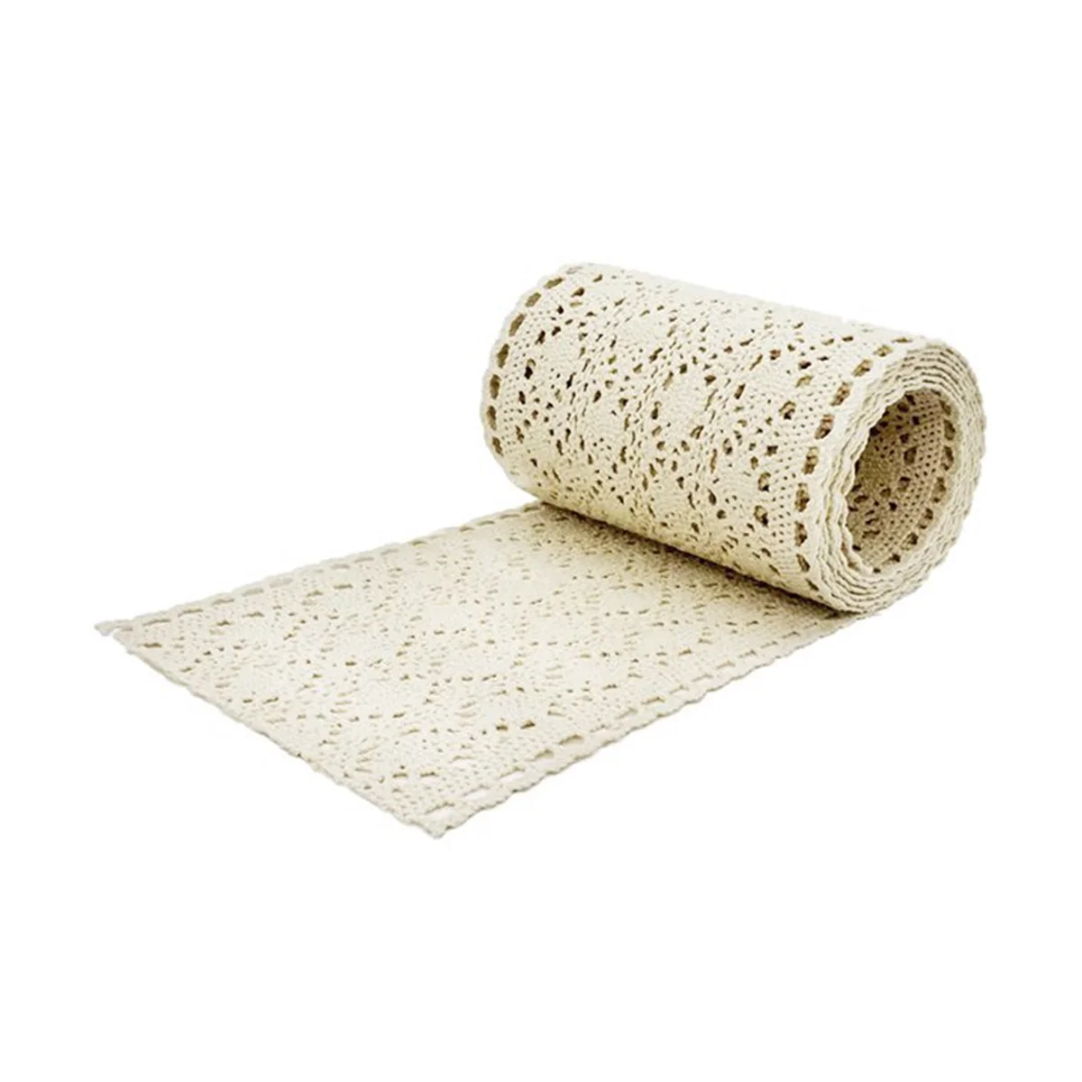 

Table Runner Macrame for Wedding in Boho Style Beige Cream Table Runner Vintage Crochet Rustic 15X240Cm