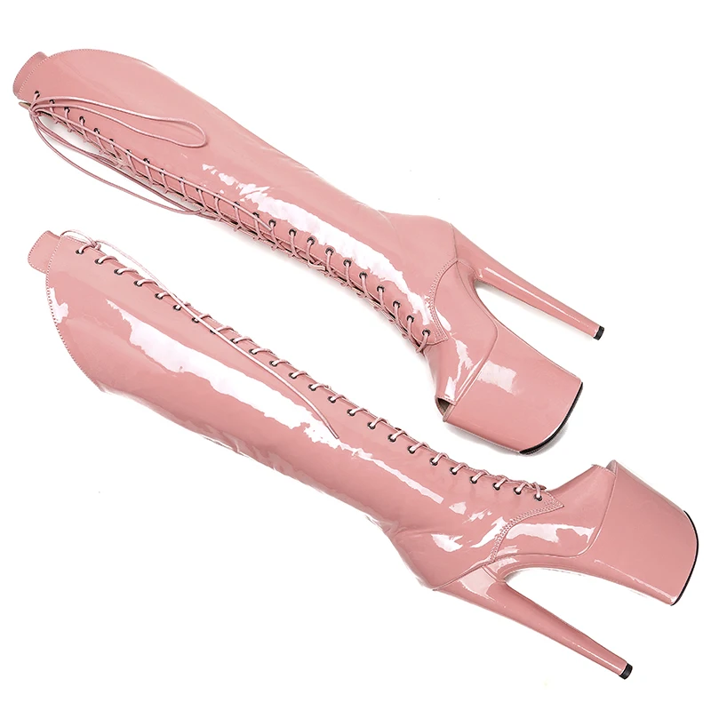 Leecabe 20CM/8Inch Patent Upper  Platform disco party High Heels Shoes Pole Dance boot
