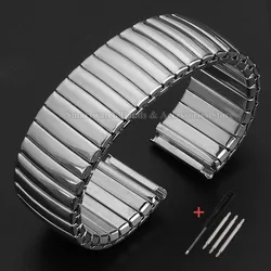 Sleek Stainless Steel Elastic Watch Band - Universal Metal Expansion Strap - 22mm (Silver)