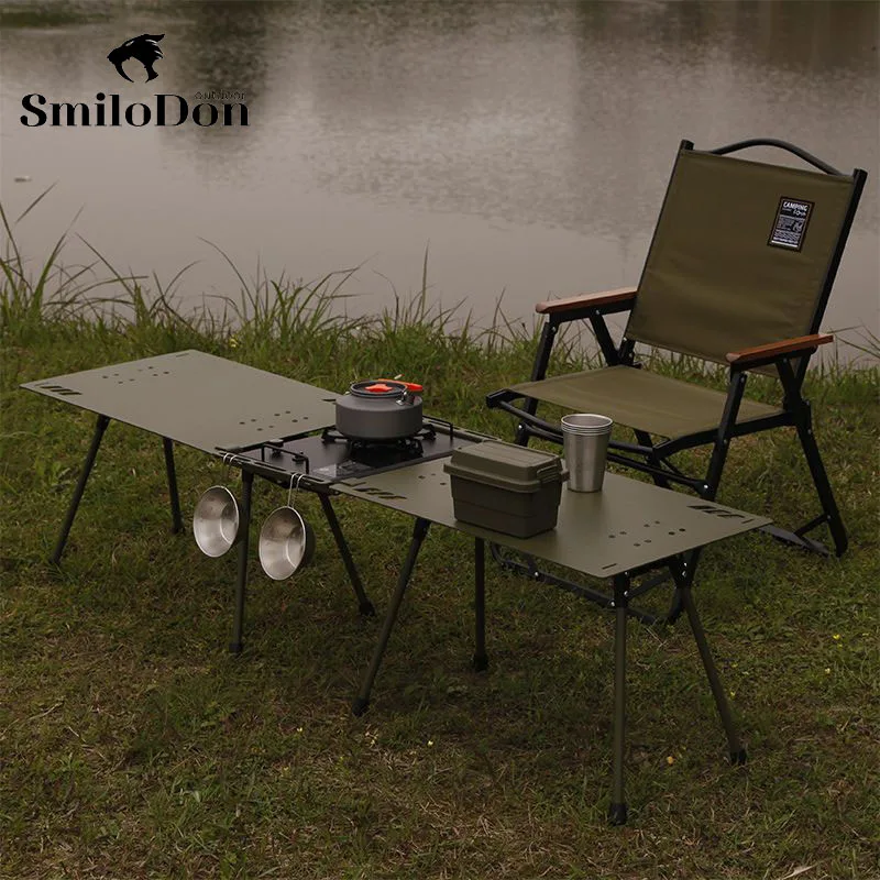 

SmiloDon Camping ITG Table Portable Folding Tactical Table Aluminum Alloy Traevl Black Desk Picnic Outdoor Equipment ITG Frame