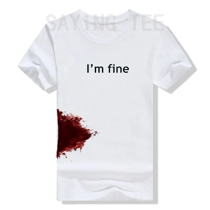 I'm Fine Graphic Novelty Sarcastic Movie Halloween Costume Humor Scary Funny T Shirt Gifts for Women Men Clothing Graphic Tee 3