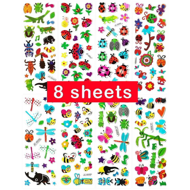 3D Colorful Animal Stickers for Kids - Butterfly & Insect Collection for Water Bottles and Scrapbooking