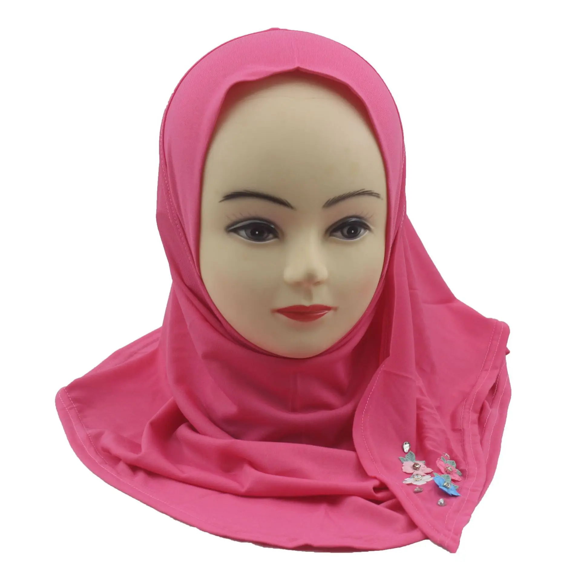 Fits 3-7 Years Hijab Muslim Kids Wear Directly Instant Hijab Arab Islamic Scarf Turban Children Flower Ornament Khimar muslim headwear head scarf hijab headscarf shawl scarf female head wraps