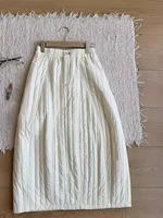 Thiened Cotton f Skirt Women's Retro Artistic Simple Match Mid-Length Cotton Skirts Commute Sle  And Pear Body pes - Image 3