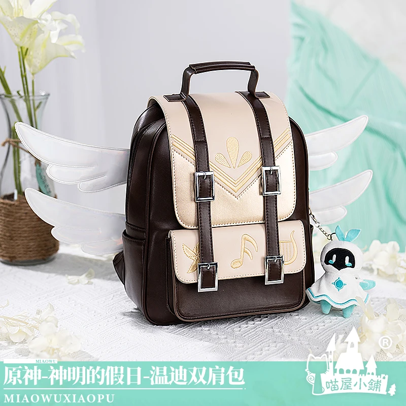 

COSLEE Game Genshin Impact Venti Backpack Cosplay Daily Fashion Universal Wind Spirit Bag Costume Accessories