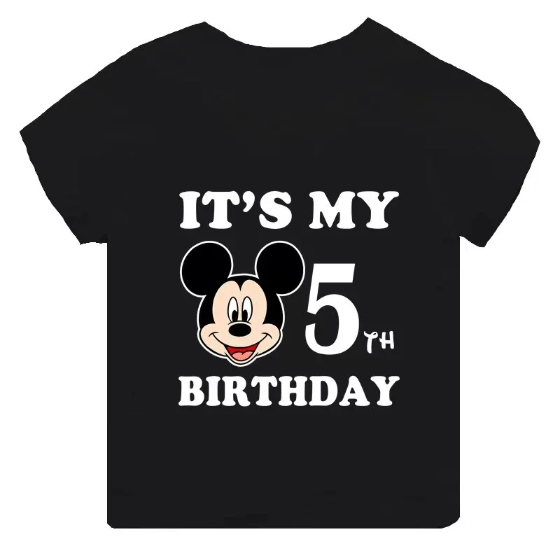 Ropa infantil con estampado de Mickey Mouse de Disney, es mi cumpleaños de 1, 2, 3, 4, 5, 6, 7, 8 y 9 años, camisetas para niños y niñas, lindas camisetas para bebés y niños