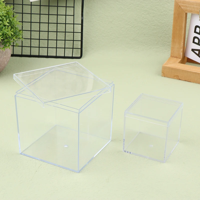 1Pc Transparent Acrylic Boxes With Cover Organizer Gift Packing Box Food Candy Storage Container For Home Figure Toy Display 5