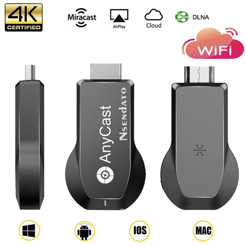 4K TV Stick M100 2.4G/5G WiFi Miracast HDMI-compatible Display Dongle Receiver For IOS Android Anycast Wireless Mirroring Screen |