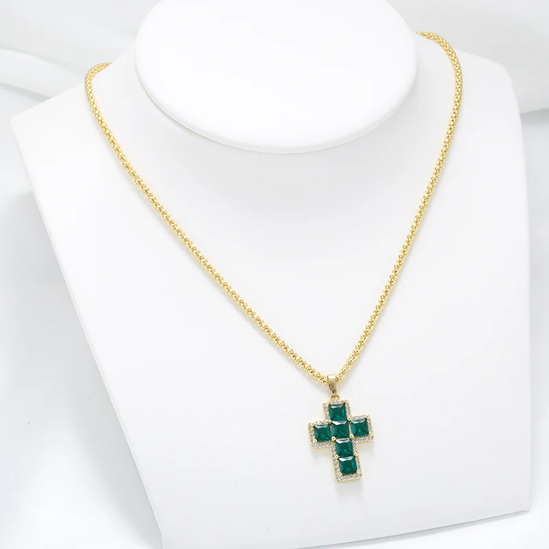 ZHUKOU Kreuzanhänger Kubisches Zirkonia Kreuz Charms für Frauen Handgefertigte Halsketten Schmuckmaterialien Schmuckzubehör VD1277 – Detail 12