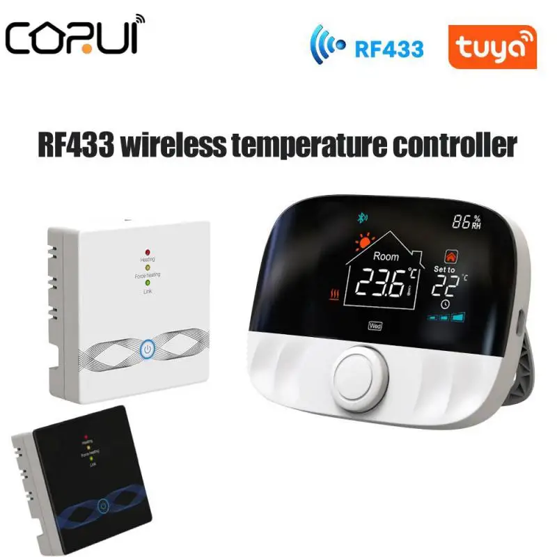 

CORUI Tuya Smart RF433 Wiring-free Thermostat Gas Wall-mounted Boiler Thermostat