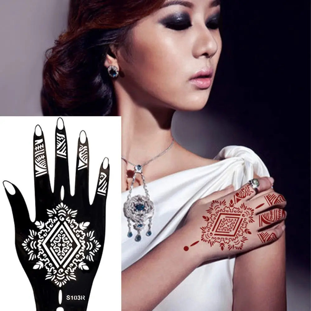 Professional Wedding Tool Temporary Tattoo India Flower Tattoo Stencil Body Art Sticker Template Henna Stencil