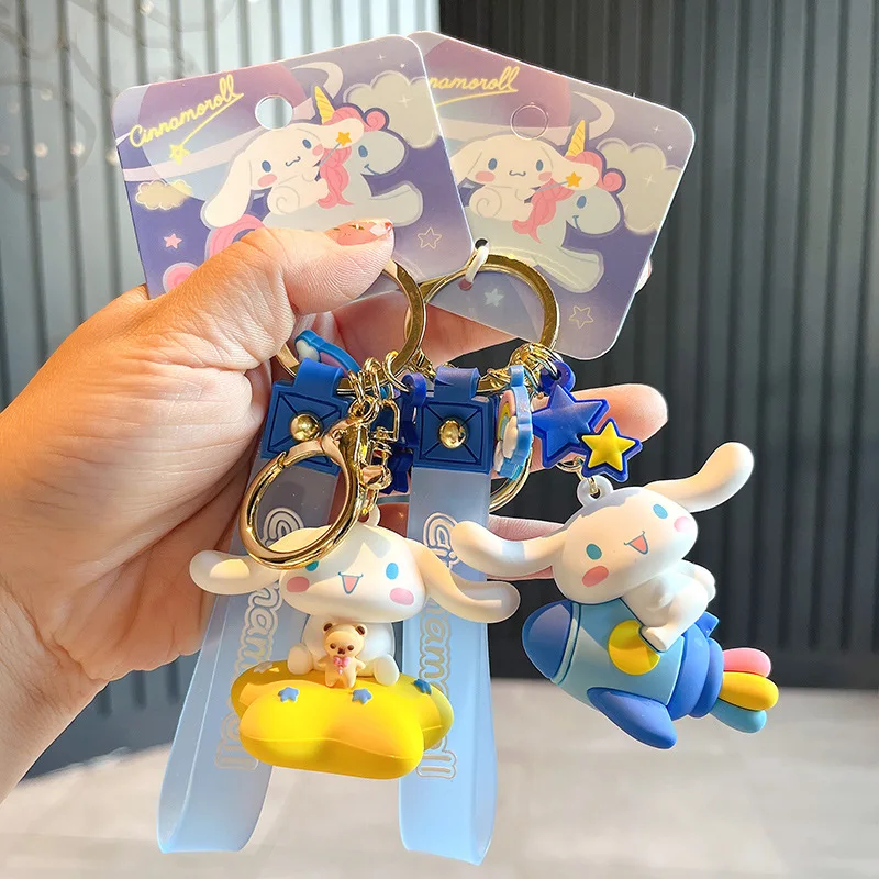 

Genuine Sanrio Cinnamoroll Keychain Kawaii Backpack Decorative Pendant Car Key Ring Children's Birthday Gifts