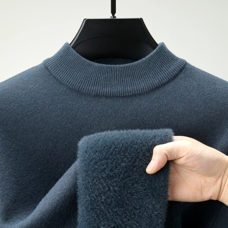 WOBDAEL Men's Crew Neck Wool Sweater Dropshipping Mens Winter Super Warm Pullovers Thermal Wool Black Knitted Sweater Clothing - 5