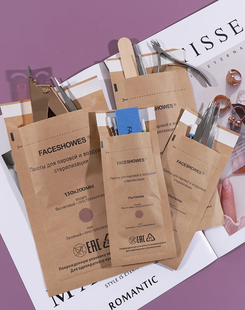 Description Picture 5 of item100Pcs Nail Sterilizer Manicure Bag Kraft Bags Dry Heat Disposable Sterilization Disinfection Machine Accessory Nailart Tools