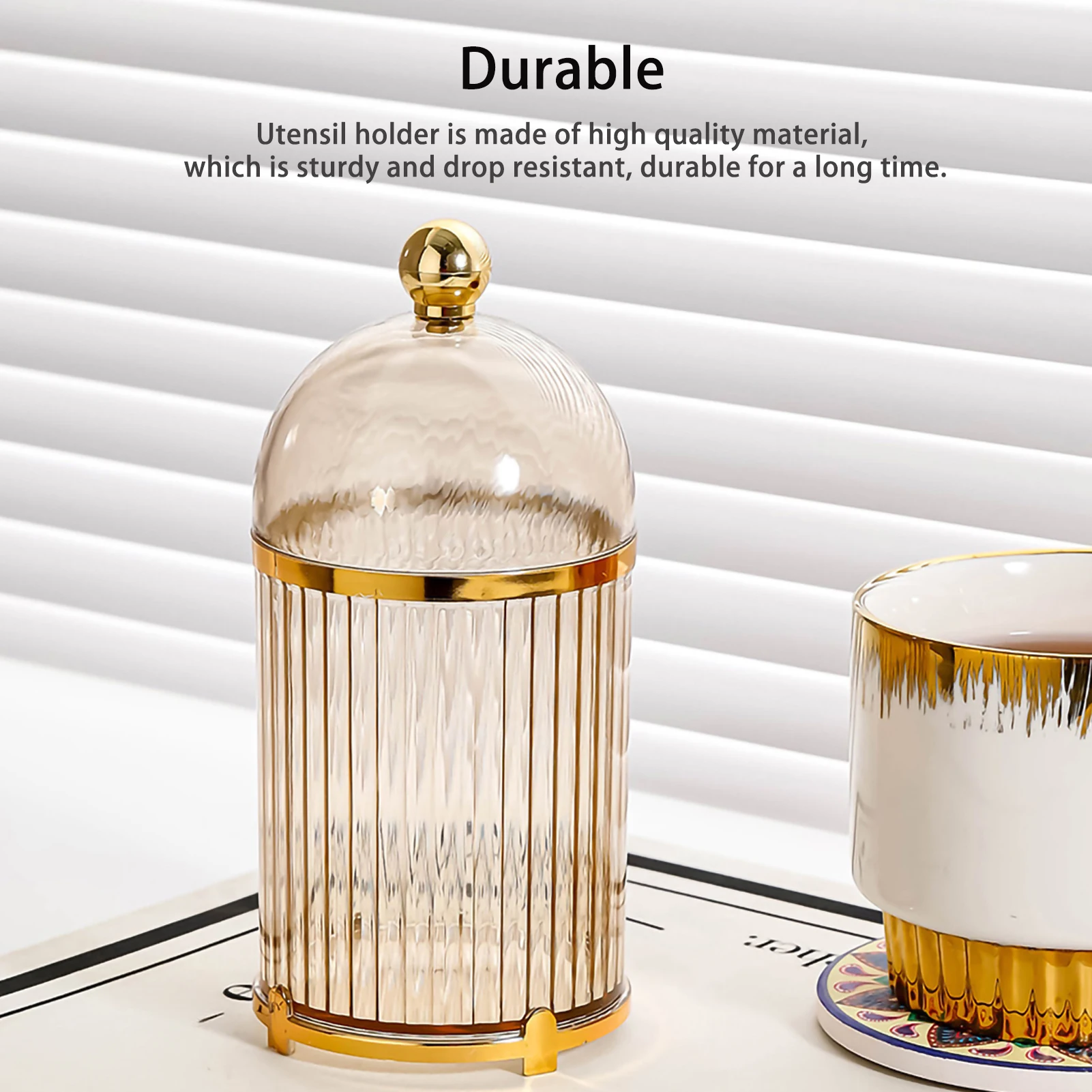 

Fruit Fork Storage Box with Lid DustProof Easy Clean Tableware Storage Container Dessert Fork Storage Jar for Kitchen Restaurant