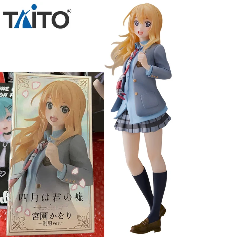 

В наличии TAiTO Coreful Your Lie в апреле Miyazono Kaori школьная форма Ver. Аниме фигурки героев из ПВХ, коллекционная игрушка, 18 см