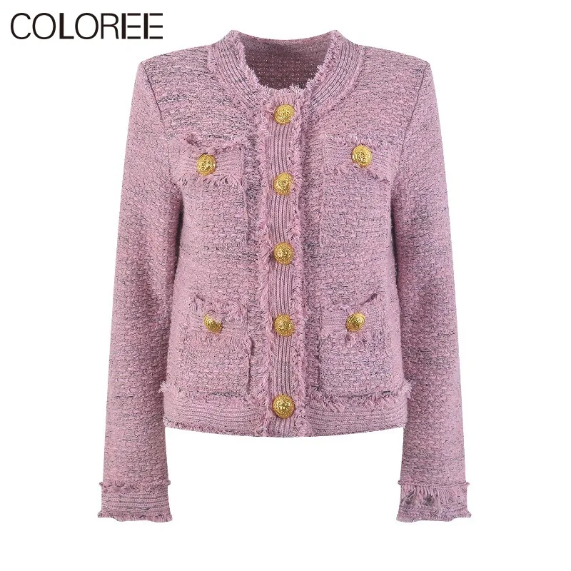 

High Quality Manteau Femme Hiver Luxury Designer Elegant O-neck Tweed Jacket for Women 2023 Autumn Korean Fashion Outwears
