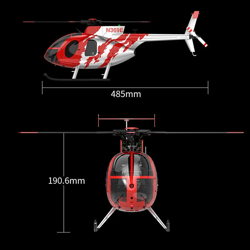 유샹 뉴 F119S MD-500 리틀 버드 원격 조종 헬리콥터 모델 GPS 포지셔닝 브러시리스 모터 RC 성인용 장난감 레드 실버 RTF